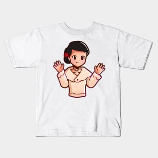 Filipino Girl Wearing Baro't Saya Kids T-Shirt